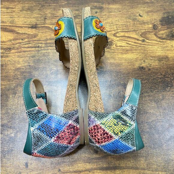 Spring Step L'artiste EU 40 US 9 Meliza Sandals Colorful Leather Snake Floral - Picture 10 of 12